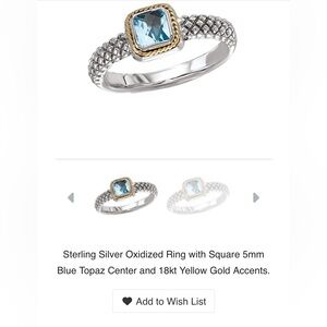 Eleganza silver ring with blue topaz and 18kt  gold accents